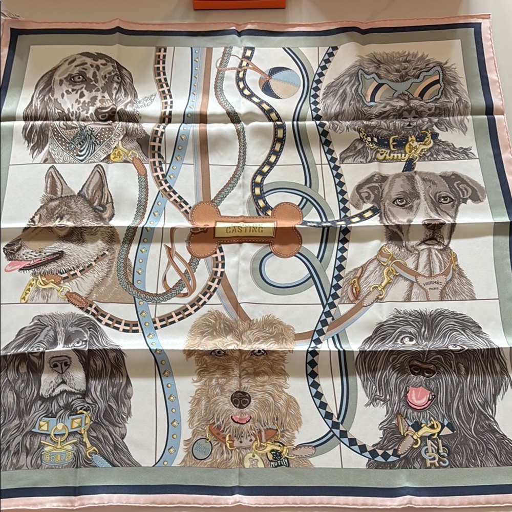 Brand new Hermes jour de casting silk scarf 70